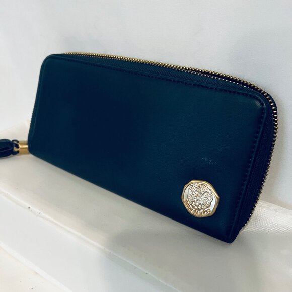 Vince Camuto Navy Blue/Gold Women's Zip Up Around Wallet-Genuine Leather-Storage - Picture 6 of 15